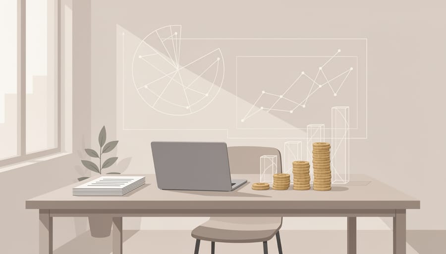 Teen at a desk with a jar of coins and calculator for budgeting and planning